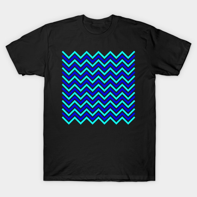 Zigzag Lines - Cyan Blue T-Shirt by SanTees